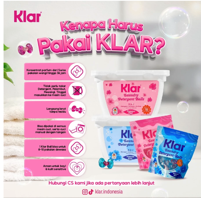 Klar Laundry Detergent Balls 3 in 1 Wisteria Blue