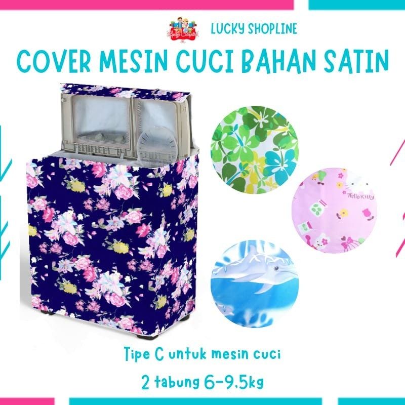 Cover Mesin Cuci Dua Tabung Berbahan Satin