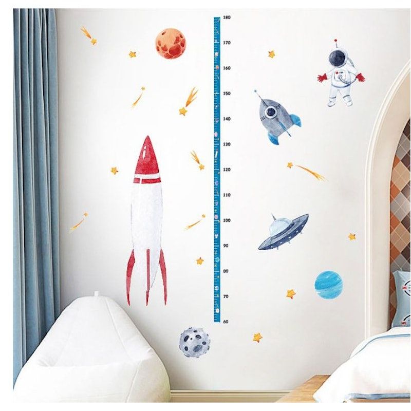 Stiker Dinding Tinggi Badan Space Rocket