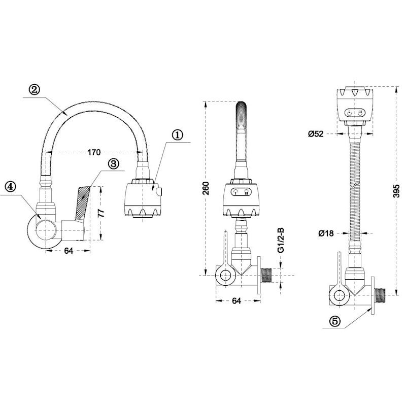 ONDA Kran Dapur V-TUL FLEXI 1/2"