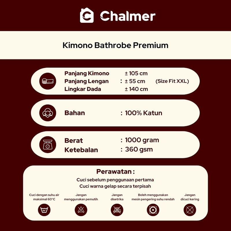 Chalmer Kimono Handuk Bathrobe Dewasa Premium