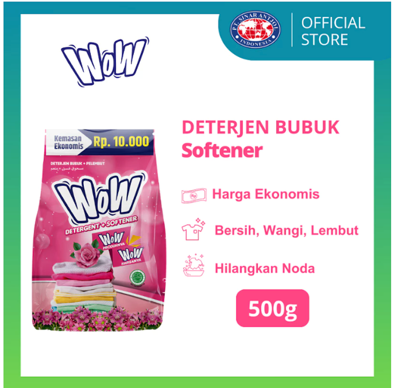 WOW 2000 Detergent + Softener Pink 500 g