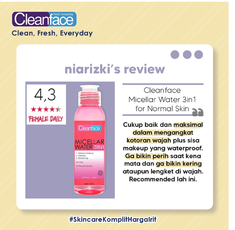 Purbasari | Cleanface Micellar Water 3in1 For Normal Skin