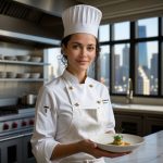 Chef Laire Siwi Mentari in a professional culinary setting