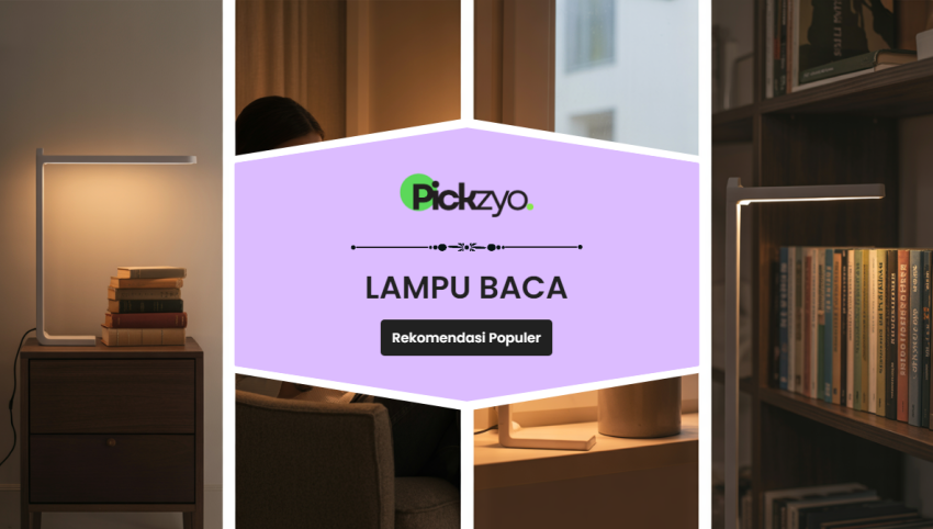 Lampu baca modern di meja kerja