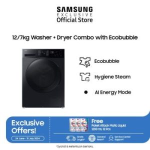 Samsung | 12+7 kg Laundry Front Load Washer+Dryer AI Ecobubble™