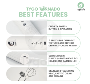 Tygo Tornado 2 in 1 Milk Frother Egg Beater