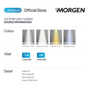 Morgen Led Strip Light Putih 6000K 12 Watt