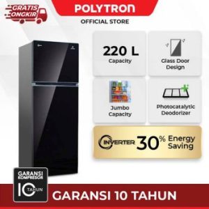 Polytron | Kulkas 2 Pintu Belleza Jumbo Inverter 220 Liter Inverter