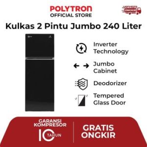Polytron | Kulkas 2 Pintu Belleza Jumbo Inverter 240 Liter