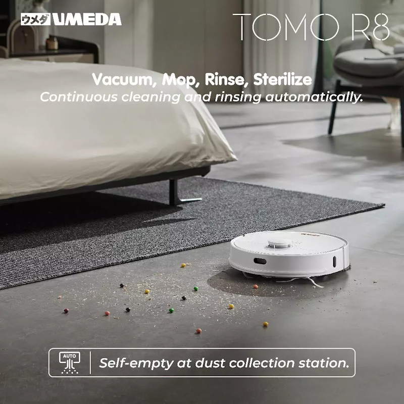 Umeda Tomo Robot Vacuum Cleaner Mop Combo + Auto Empty Station