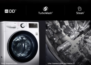 LG | Mesin Cuci Front Loading AI DD™ 15 Kg / 8 Kg