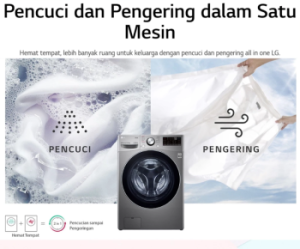 LG | Mesin Cuci Front Loading AI DD™ 15 Kg / 8 Kg