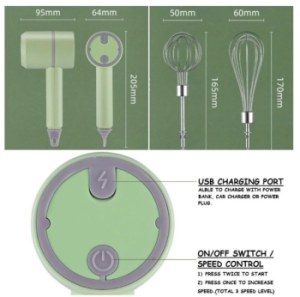 Wireless Portable 2 in 1 Hand Mixer